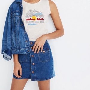 Madewell snap button denim mini skirt